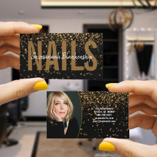 Cartão De Visita Brilho Dourado com a imagem personalizada preta