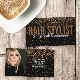 Cartão De Visita Brilho Dourado com a imagem personalizada preta