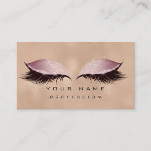 Cartão De Visita Brilho Dourado cor-de-rosa dos chicotes dos olhos