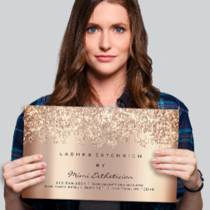 Cartão De Visita Brilho Dourado cor-de-rosa Elega do chicote da