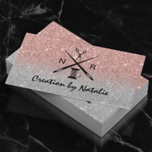 Cartão De Visita Brilho Dourado cor-de-rosa Sewing da costureira da