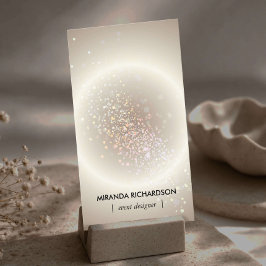 Cartão De Visita Brilho Dourado de Confetes Celestiais Verticais