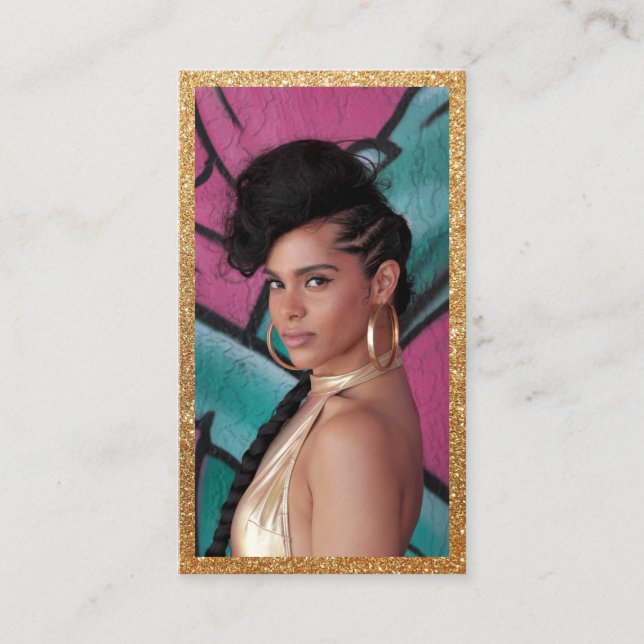 Cartão De Visita Brilho Dourado de Falso Cabeçalho de Atriz de Mode (Frente)