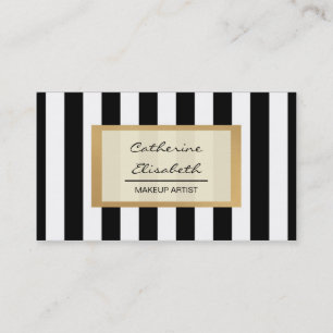 Cartão De Visita Brilho Dourado do falso, listras pretas,