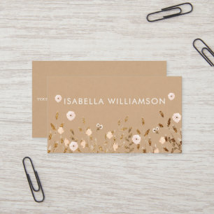Cartão De Visita Brilho Dourado selvagem Kraft elegante floral da