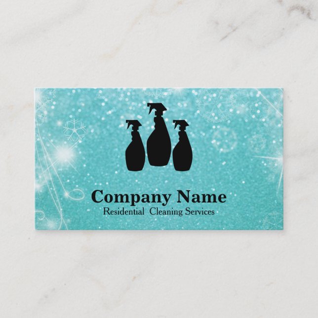 Cartão De Visita Brilho elegante Bokeh do serviço da limpeza (Frente)