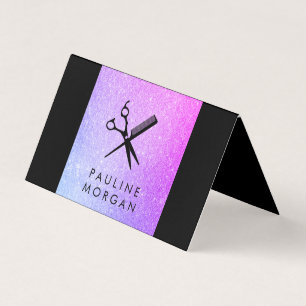 Cartão De Visita Brilho elegante do Lux da tesoura e do pente