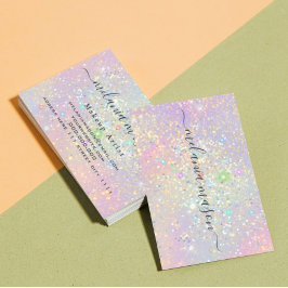 Cartão De Visita Brilho Elegante Glamour Holográfico Beleza Faíscas