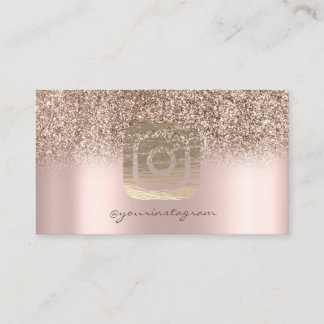 Cartão De Visita Brilho Glitter Rosa Dourado Instagram