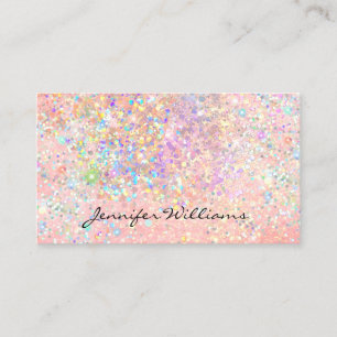 Cartão De Visita Brilho holográfico rosa pastel dourado elegante