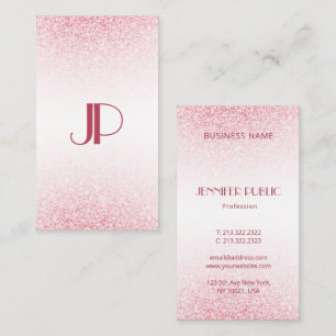 Cartão De Visita Brilho Moderno Personalizado Rosa Dourado Rosa