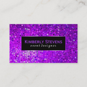 Cartão De Visita Brilho moderno & Sparkles pretos e roxos