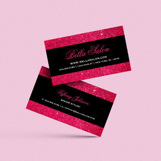 Cartão De Visita Brilho preto e cor-de-rosa