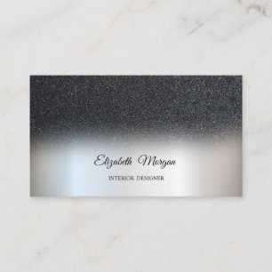 Cartão De Visita Brilho Preto Elegante Profissional Prata