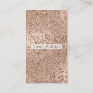 Cartão De Visita Brilho Rosa Bege Dourado Rosa Glamour Fino Chic