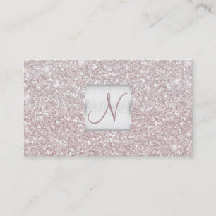 Cartão De Visita Brilho Rosa Branco Chic Glam Glitzy Salão Spa