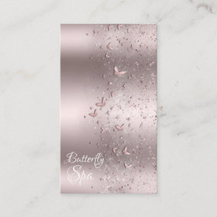 Cartão De Visita Brilho Rosa Glitter Faísca Borboleta