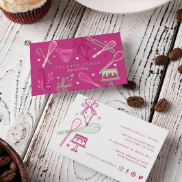 Cartão De Visita Brincadeira Colorida e Cozinhar Utensil Rosa