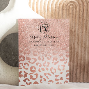 Cartão De Visita Brinco de logotipo com rosa de ouro-leopardo
