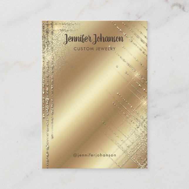 Cartão De Visita Brincos Dourados de joias-relha-relva moderna (Frente)