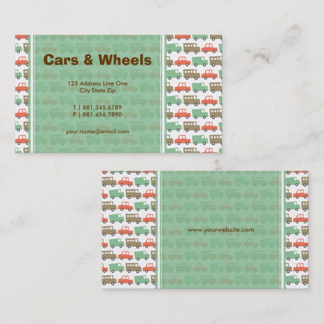 Cartão De Visita Brinquedos Brincadeiras Retro Pastéis Automóveis C (Frente/Verso)