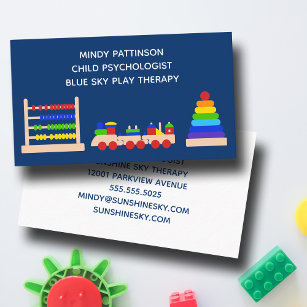 Cartão De Visita Brinquedos psicólogos infantis tocam terapia azul