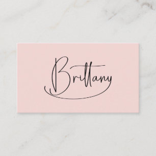 Cartão De Visita Brittany Handwrite Signature Decorative Y Blush