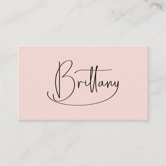 Cartão De Visita Brittany Handwrite Signature Decorative Y Blush (Frente)