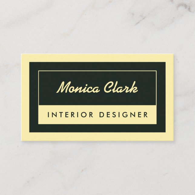 Cartão De Visita Bronzeado de quadro moderno e verde (Frente)