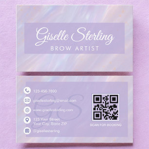 Cartão De Visita Brow Artist Iridescente Pastel Opal Holographic