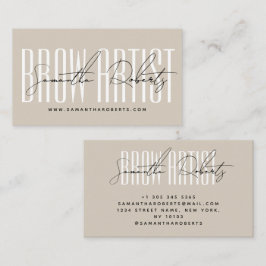 Cartão De Visita Brow artist modern typography script beige