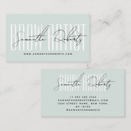 Cartão De Visita Brow artist modern typography script blue 