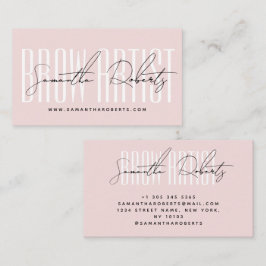 Cartão De Visita Brow artist modern typography script blush pink