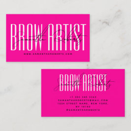 Cartão De Visita Brow artist modern typography script neon pink