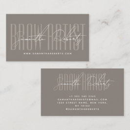 Cartão De Visita Brow artist modern typography script taupe