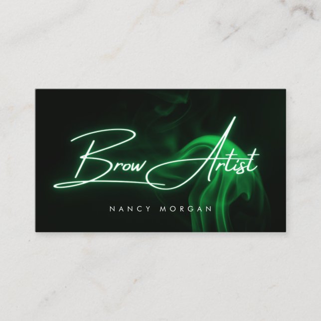 Cartão De Visita Brow Artist Typography Green Neon Business Card (Frente)