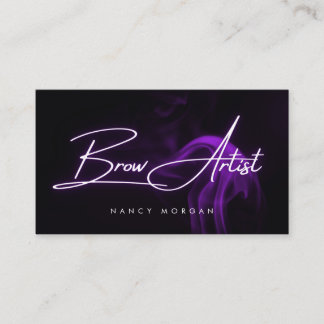 Cartão De Visita Brow Artist Typography Purple Neon Business Card