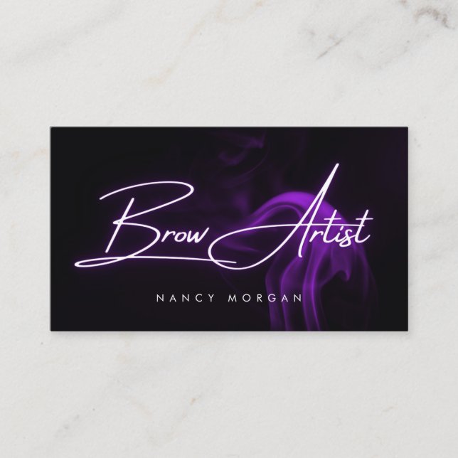 Cartão De Visita Brow Artist Typography Purple Neon Business Card (Frente)