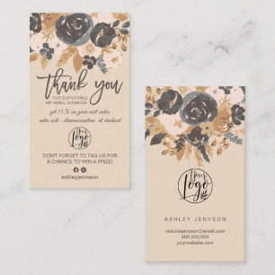 Cartão De Visita brow blush boho floral logotipo obrigado