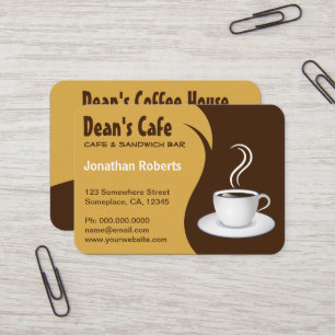 Cartão De Visita Brown e café à moda bege da cafetaria grandes