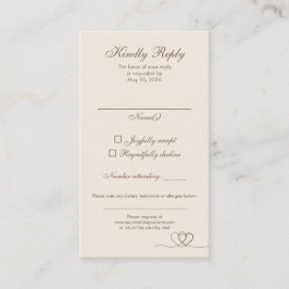Cartão De Visita Brown Elegant Calligraphy Wedding RSVP Card