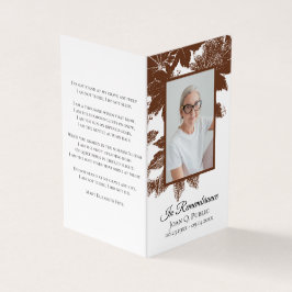 Cartão De Visita Brown Fall Deixa o Serviço Funeral Oração Memorial