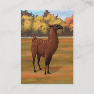 Cartão De Visita Brown Llama na Pastagem da Fazenda do outono