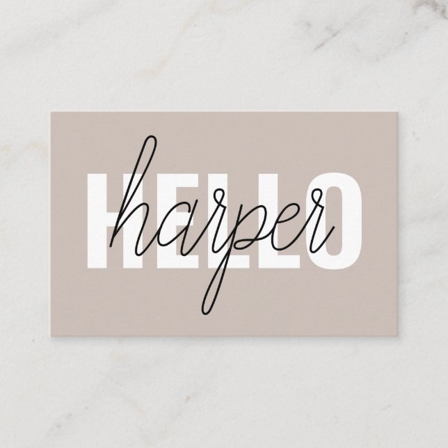 Cartão De Visita Brown Simples Moderno Olá E Você Nome (Frente)