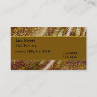 Cartão De Visita Brown & vintage floral Dourado