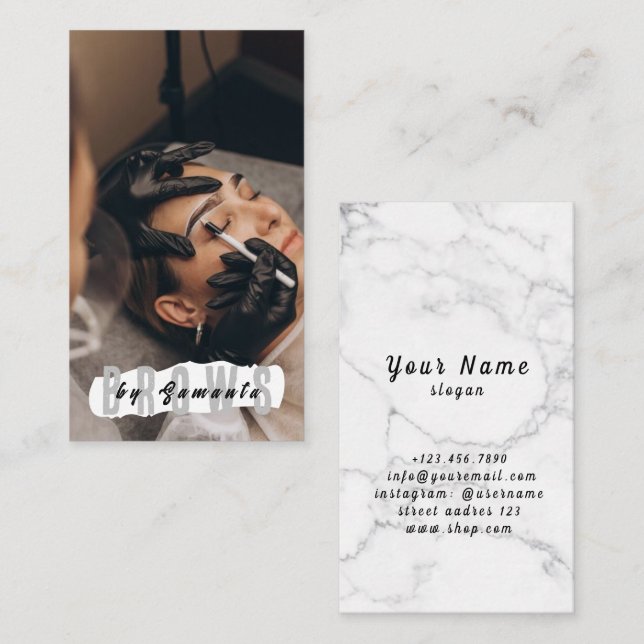 Cartão De Visita Brows Aftercare PMU Microblading Henna Salon Busin (Frente/Verso)