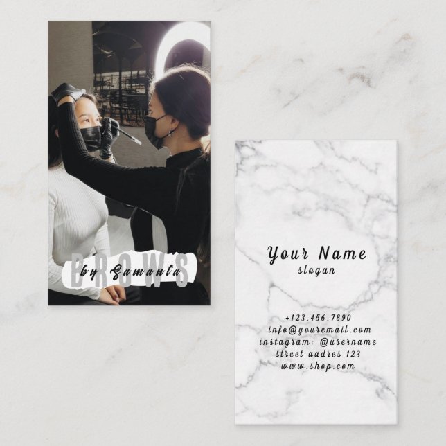 Cartão De Visita Brows Aftercare PMU Microblading Henna Salon Busin (Frente/Verso)