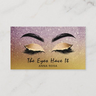 Cartão De Visita *~* Brows de extensões Douradas de cintilação d