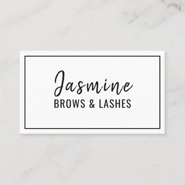 Cartão De Visita Brows & Lashes modernos e limpos (Frente)