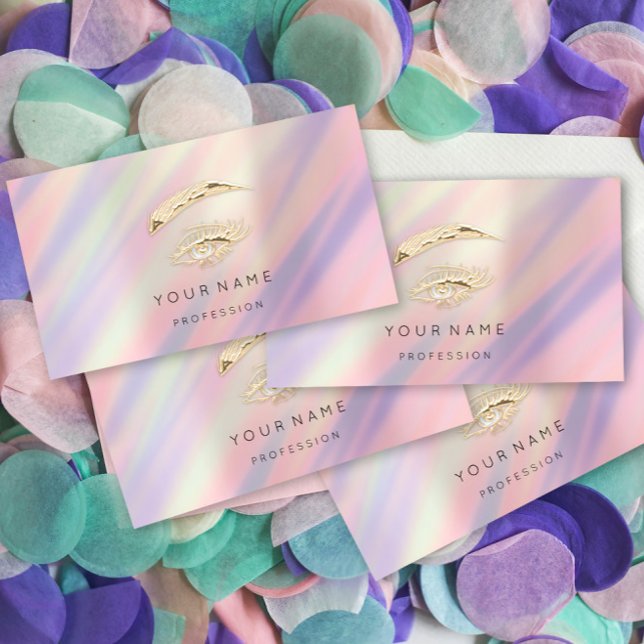 Cartão De Visita Brows Makeup QR LOGO Ouro Eyelashes Ombro (Criador carregado)